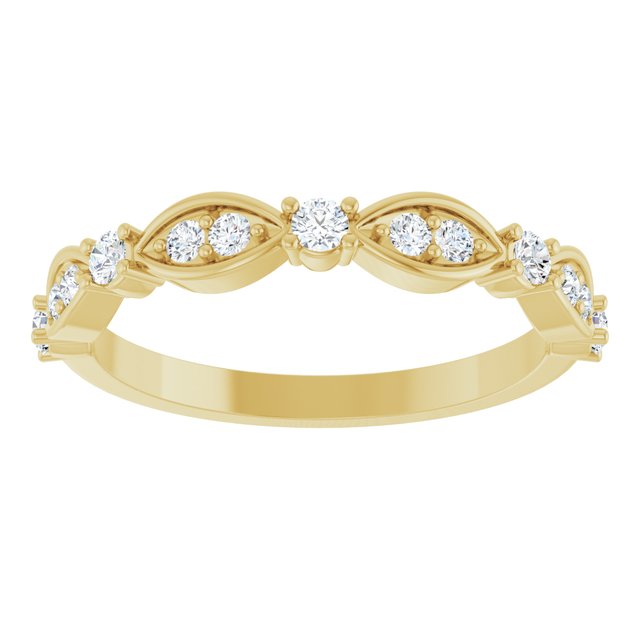 14K White Or Yellow Or Rose Gold Round Polished 1/4 Ctw Natural Diamond Anniversary Band, Size 7