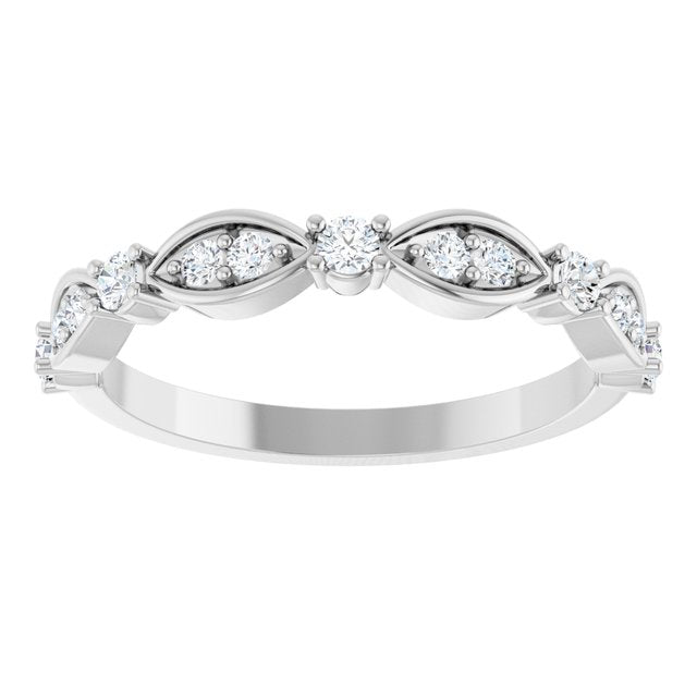 14K White Or Yellow Or Rose Gold Round Polished 1/4 Ctw Natural Diamond Anniversary Band, Size 7