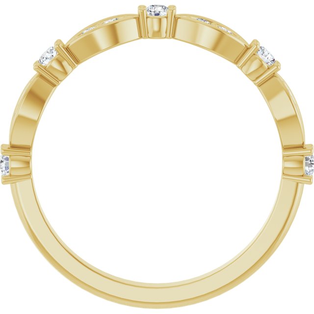 14K White Or Yellow Or Rose Gold Round Polished 1/4 Ctw Natural Diamond Anniversary Band, Size 7