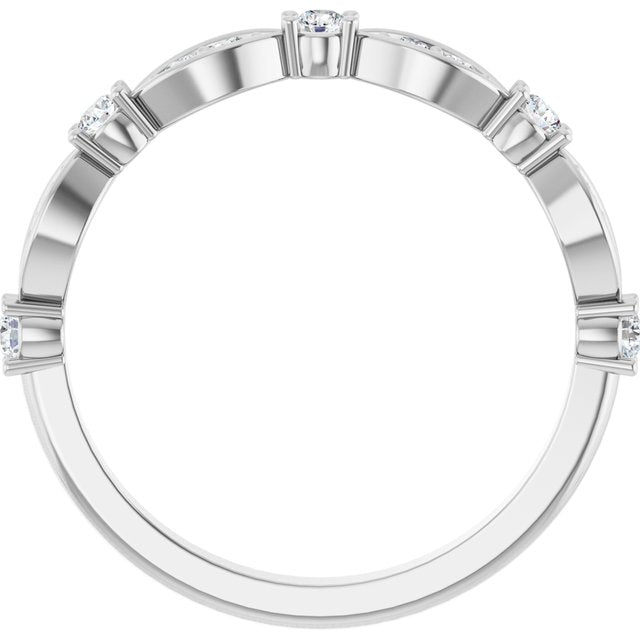 14K White Or Yellow Or Rose Gold Round Polished 1/4 Ctw Natural Diamond Anniversary Band, Size 7