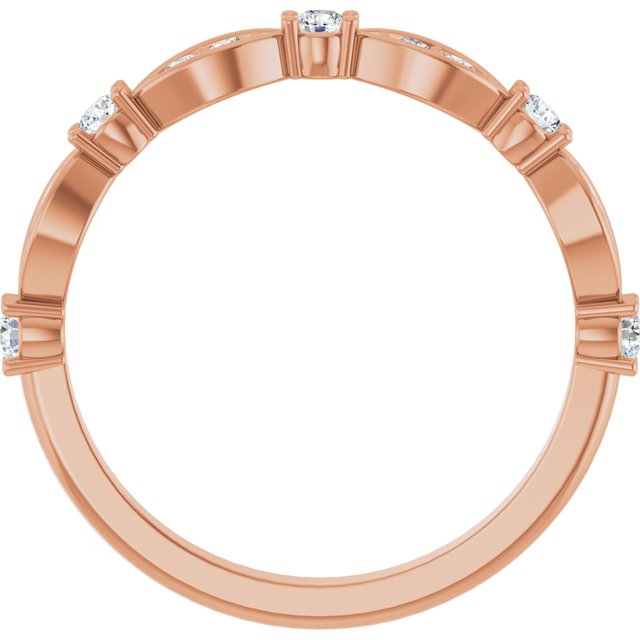 14K White Or Yellow Or Rose Gold Round Polished 1/4 Ctw Natural Diamond Anniversary Band, Size 7