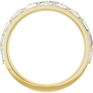 14K Yellow Gold Lab-Grown Diamond Straight Baguette 3 X 1.5 Mm Polished 9/10 Ctw Lab-Grown Diamond Double Row Anniversary Band Size 7