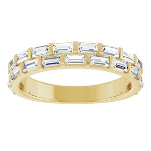 14K Yellow Gold Lab-Grown Diamond Straight Baguette 3 X 1.5 Mm Polished 9/10 Ctw Lab-Grown Diamond Double Row Anniversary Band Size 7