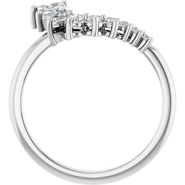 14K White Gold Polished 1/3 Ctw Natural Diamond Contour Band, Size 7