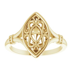 14K Yellow Gold Polished Vintage-Inspired Ring Size 7