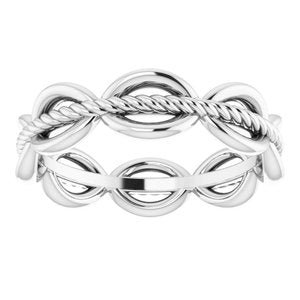 14K White Gold Rope Design Band Size 6