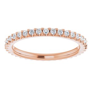 14K Rose Gold Round 1.3 Mm G-H Si2-Si3 1/3 Ctw Natural Diamond Eternity Band Size 4