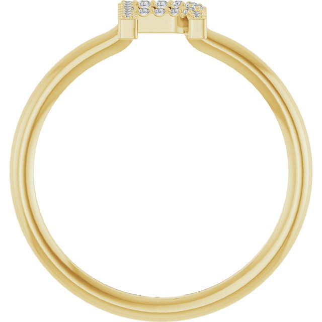 14K Yellow Or White Or Rose Gold Round I1, G-H Polished Natural Diamond Intial A Ring, Size 7