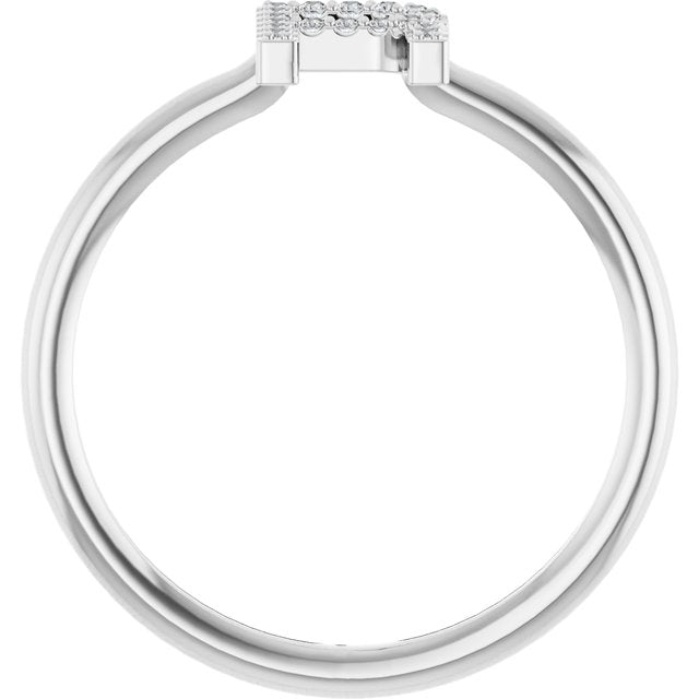 14K Yellow Or White Or Rose Gold Round I1, G-H Polished Natural Diamond Intial A Ring, Size 7