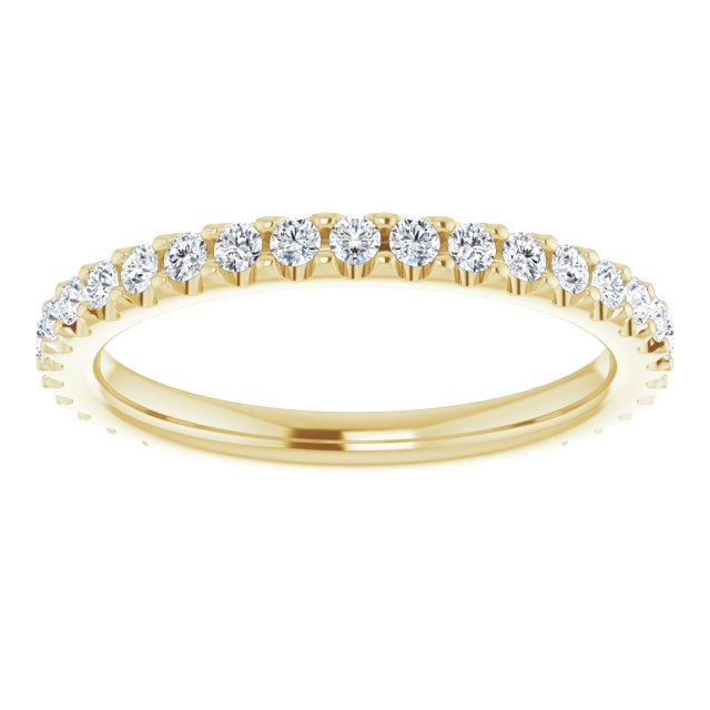 14K Yellow Gold Round 1.7 Mm Si2-Si3, G-H Polished 5/8 Ctw Natural Diamond Eternity Band