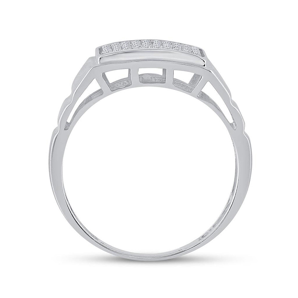 Sterling Silver Mens Round Diamond Cluster Ring 1/10 Cttw, Mens Size: 7-13
