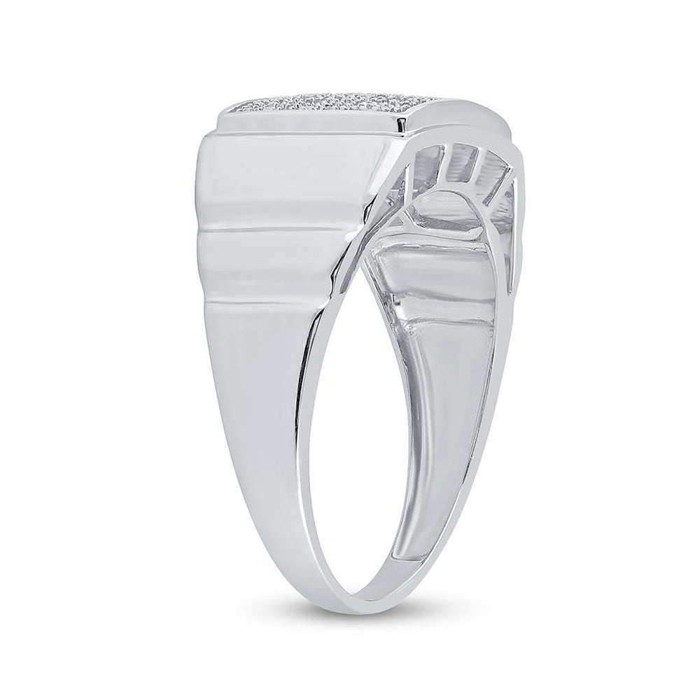 Sterling Silver Mens Round Diamond Cluster Ring 1/10 Cttw, Mens Size: 7-13