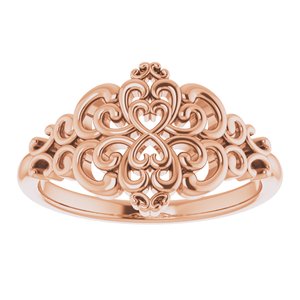 14K Rose Gold Polished Vintage-Inspired Ring Size 7