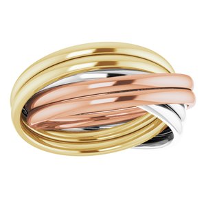 14K White/Yellow/Rose Gold 6-Band Rolling Ring Size 6