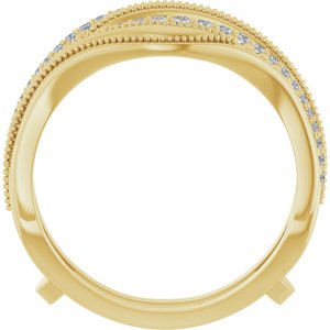 14K Yellow Gold Round Polished 1/6 Ctw Natural Diamond Ring Guard Size 7