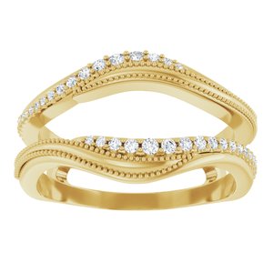 14K Yellow Gold Round Polished 1/6 Ctw Natural Diamond Ring Guard Size 7