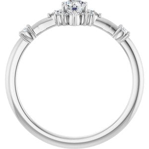 14K White Gold Round 4 Mm Polished 3/8 Ctw Lab-Grown Diamond Halo-Style Ring Size 7