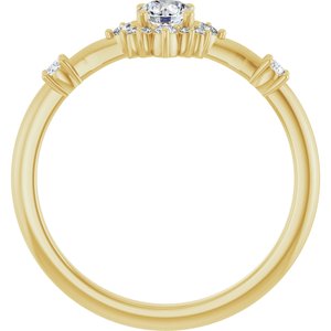 14K Yellow Gold Round 4 Mm Lab-Grown Diamond Polished 3/8 Ctw Lab-Grown Diamond Halo-Style Ring Size 7
