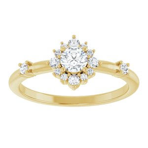 14K Yellow Gold Round 4 Mm Lab-Grown Diamond Polished 3/8 Ctw Lab-Grown Diamond Halo-Style Ring Size 7