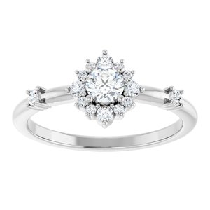 14K White Gold Round 4.1 Mm Polished 3/8 Ctw Natural Diamond Halo-Style Ring Size 7