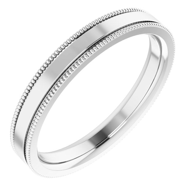 10K Yellow Or White Gold Standard Weight Milgrain Flat Comfort Fit Band