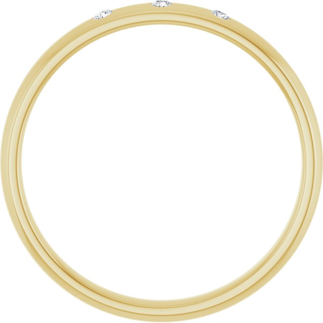 14K Yellow Gold Round 1.5 Mm Si2-Si3, G-H Polished .04 Ctw Natural Diamond Half-Round Comfort-Fit Band, Size 5