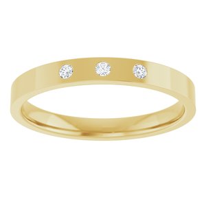 14K Yellow Gold Round 1.5 Mm 2.5 Mm Si2-Si3, G-H Polished .04 Ctw Natural Diamond Flat Comfort-Fit Band Size 8