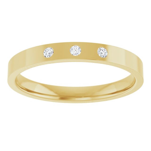14K Yellow Gold Round 1.5 Mm X 2.5 Mm Si2-Si3, G-H Polished .04 Ctw Natural Diamond Flat Comfort-Fit Band, Size 7