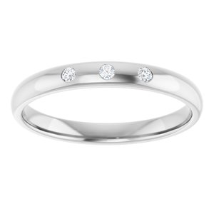 14K White Gold Round 1.5 Mm G-H Si2-Si3 .04 Ctw Natural Diamond Half-Round Comfort-Fit Band Size 6.5