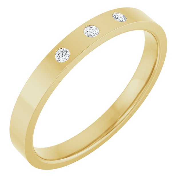 14K Yellow Gold Round 1.5 Mm X 2.5 Mm Si2-Si3, G-H Polished .04 Ctw Natural Diamond Flat Comfort-Fit Band, Size 4