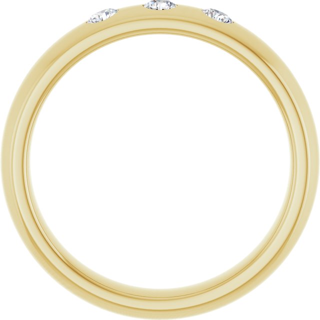 14K Yellow Gold Round 2.5 Mm Si2-Si3, G-H Polished 1/5 Ctw Natural Diamond Half Round Comfort-Fit Band, Size 5