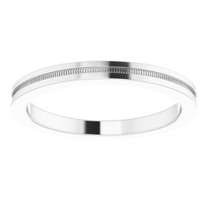 14K White Gold 2 Mm Polished Flat Comfort-Fit Band With Milgrain Size 6