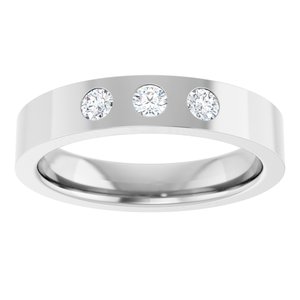 14K White Gold 4 Mm Si2-Si3, G-H Polished 1/5 Ctw Natural Diamond Flat Comfort-Fit Band Size 7