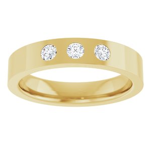 14K Yellow Gold 4 Mm Si2-Si3, G-H Polished 1/5 Ctw Natural Diamond Flat Comfort-Fit Band Size 6