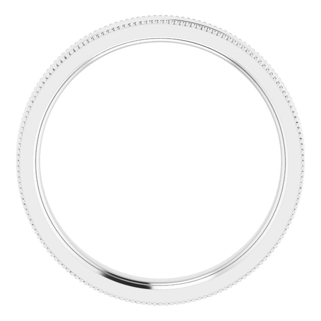 10K Yellow Or White Gold Standard Weight Milgrain Flat Comfort Fit Band