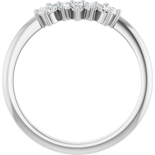 14K White Or Rose Gold Polished 1/6 Ctw Natural Diamond Contour Band, Size 7