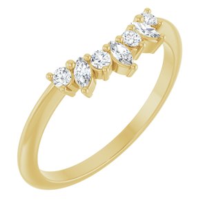 14K Yellow Gold Natural Diamond Polished 1/6 Ctw Natural Diamond Contour Band Size 7