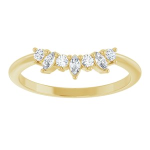 14K Yellow Gold Natural Diamond Polished 1/6 Ctw Natural Diamond Contour Band Size 7