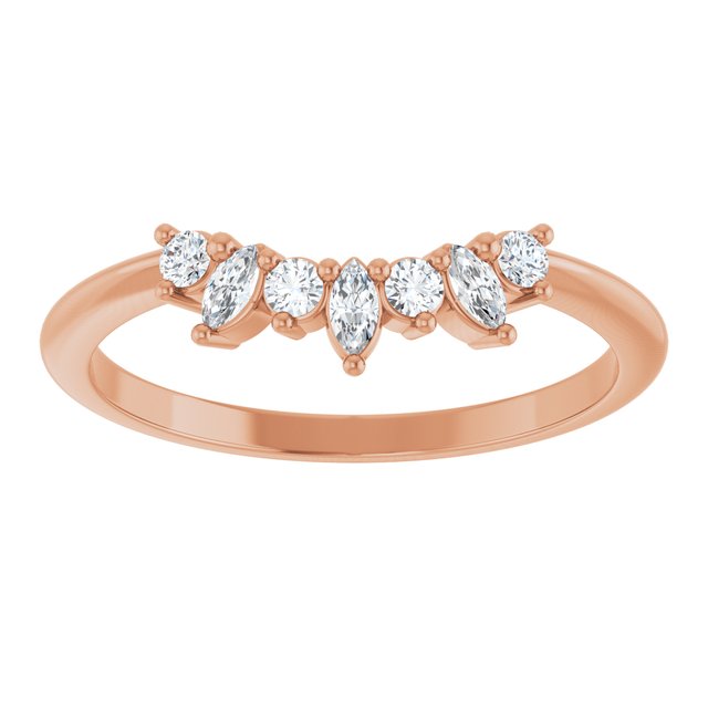 14K White Or Rose Gold Polished 1/6 Ctw Natural Diamond Contour Band, Size 7