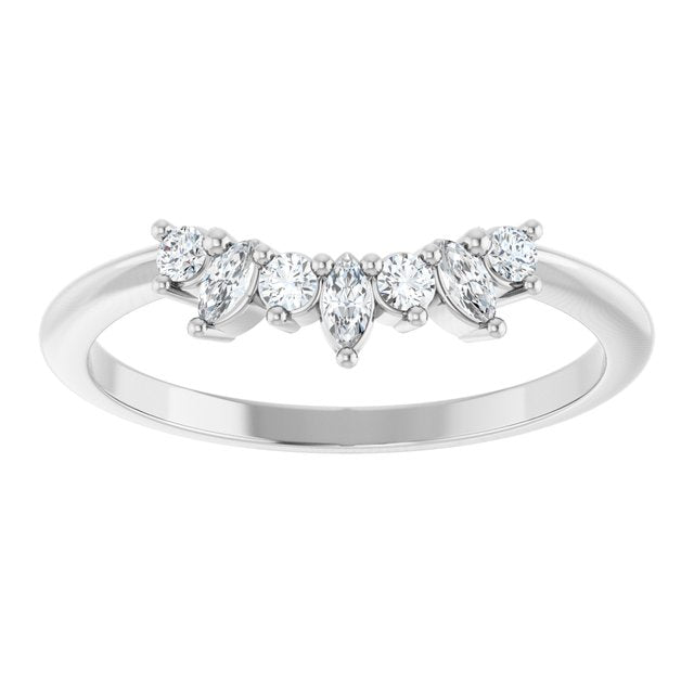 14K White Or Rose Gold Polished 1/6 Ctw Natural Diamond Contour Band, Size 7