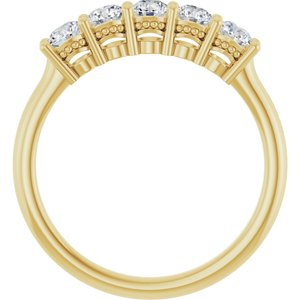 14K Yellow Gold Round 2 Mm Polished 1/6 Ctw Lab-Grown Diamond Anniversary Band Size 7