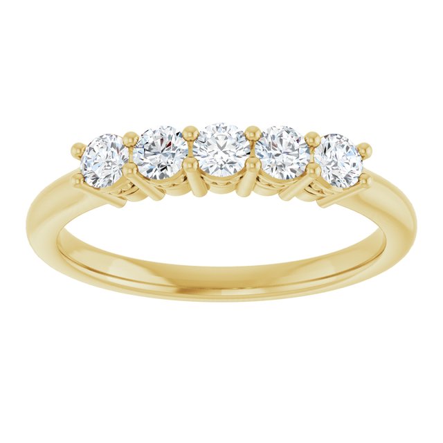 14K Yellow Gold Round 2.75 Mm Polished 1/3 Ctw Natural Diamond Anniversary Band, Size 7