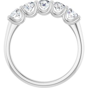 14K White Gold Round 3.8 Mm Polished 1 Ctw Lab-Grown Diamond Anniversary Band Size 7