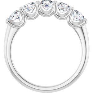 14K White Gold Round 4.1 Mm Polished 1 1/3 Ctw Natural Diamond Anniversary Band Size 7