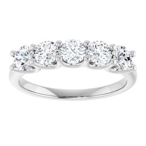 14K White Gold Round 3.8 Mm Polished 1 Ctw Lab-Grown Diamond Anniversary Band Size 7