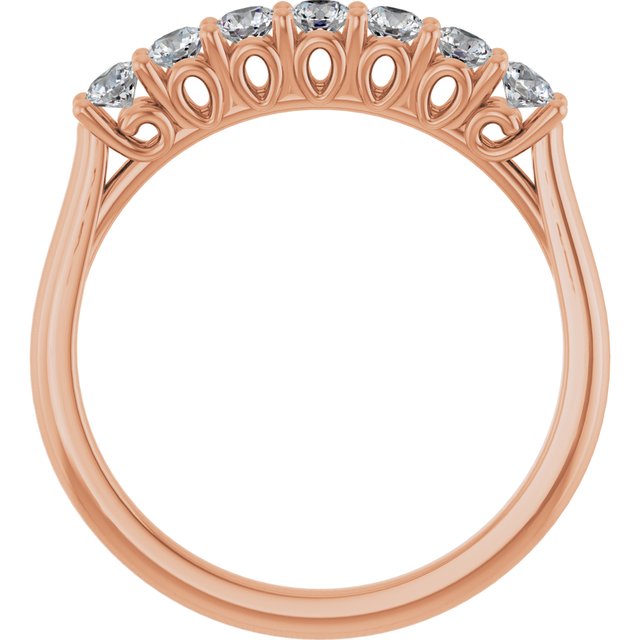 14K Rose Gold Round 2.5 Mm Polished 3/8 Ctw Natural Diamond Anniversary Band, Size 7