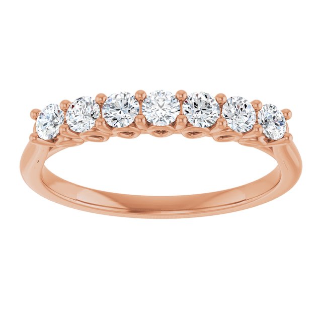 14K Rose Gold Round 2.5 Mm Polished 3/8 Ctw Natural Diamond Anniversary Band, Size 7