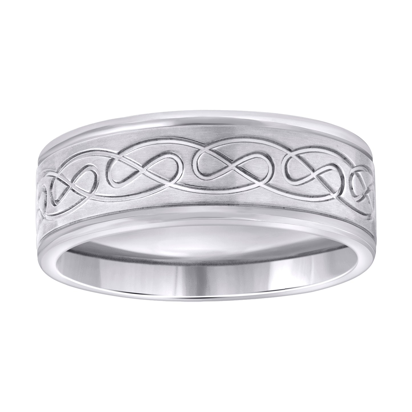 Stainless Steel Mens Celtic Brushed Centered Step Edges Sizes 7 - 14 Comfort-Fit Fashion Bridal Anniversary Wedding Engagement Band Ring