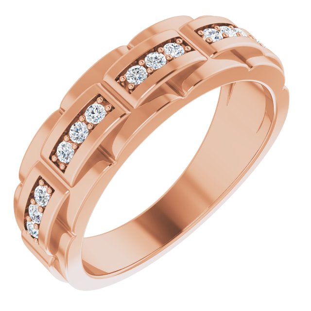 14K White Or Rose Gold Round 1.6 Mm Polished 1/4 Ctw Natural Diamond Pattern Ring, Size 10