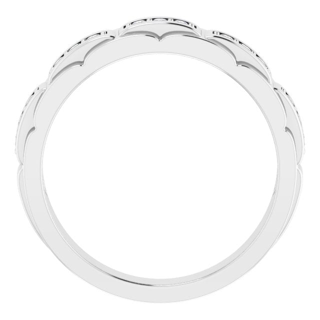 14K White Or Rose Gold Round 1.6 Mm Polished 1/4 Ctw Natural Diamond Pattern Ring, Size 10